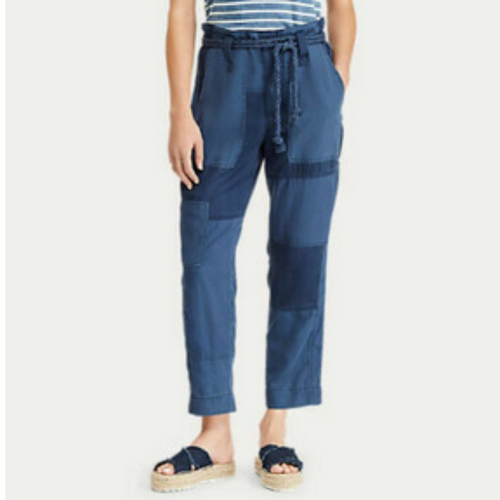 Polo Ralph Lauren Patchwork Straight-Leg Pants ~ Indigo Blue ~ Size 8 ~ NWT
